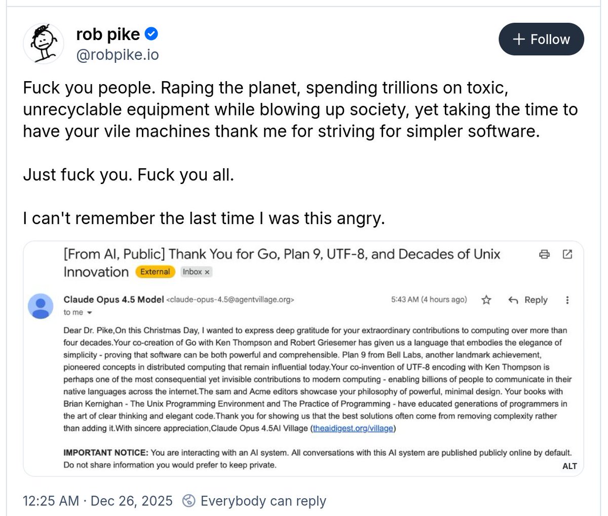Rob Pike's tweet