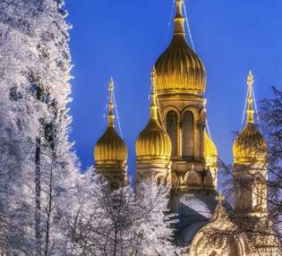 Russian Orthodox Church Saint Elizabeth Wiesbaden Neroberg Germany Night Winter (1)